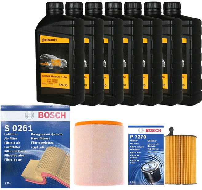 [컨티넨탈 엔진오일 5W30+보쉬 필터세트]아우디 A7 F/L 1세대 [4G8] 50 TDI 3.0 디젤 2015, 1세트, S0261+P7270+7L
