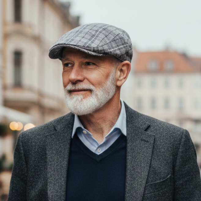 낭만삼춘 C13 클래식 체크무늬 봄 중년 남성 골프모자 헌팅캡 베레모