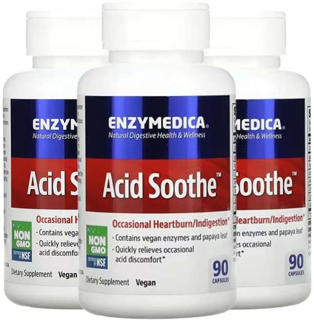 [90캡슐] 엔자이메디카 산 완화 Acid Soothe 베지 캡슐 90정, 3개 - 쿠팡