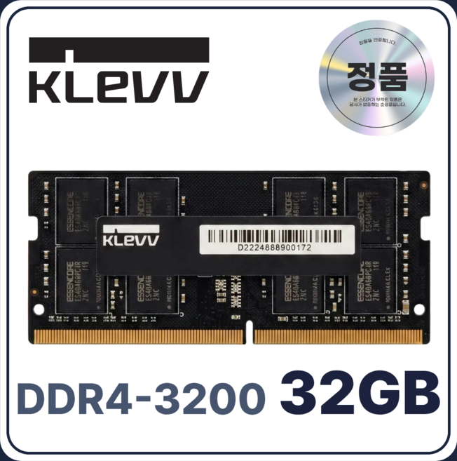 KLEVV 클레브 노트북용 DDR4 램 메모리 SODIMM, 1개, 32GB 3200MHz (PC4-25600)
