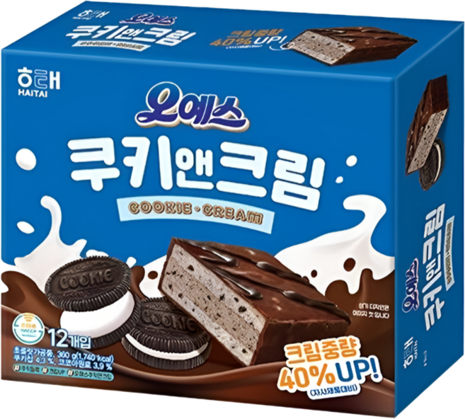 해태 오예스 쿠키앤크림 360g (12입) 쿠앤크 파이, 1개