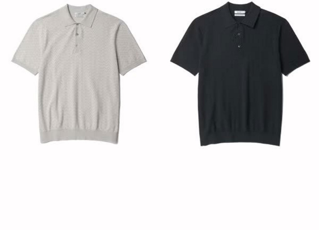 올젠 OLZEN Cool Touch 오가닉 프리미엄 변형 꽈배기 반팔코튼 카라니트형 티셔츠 ET1303