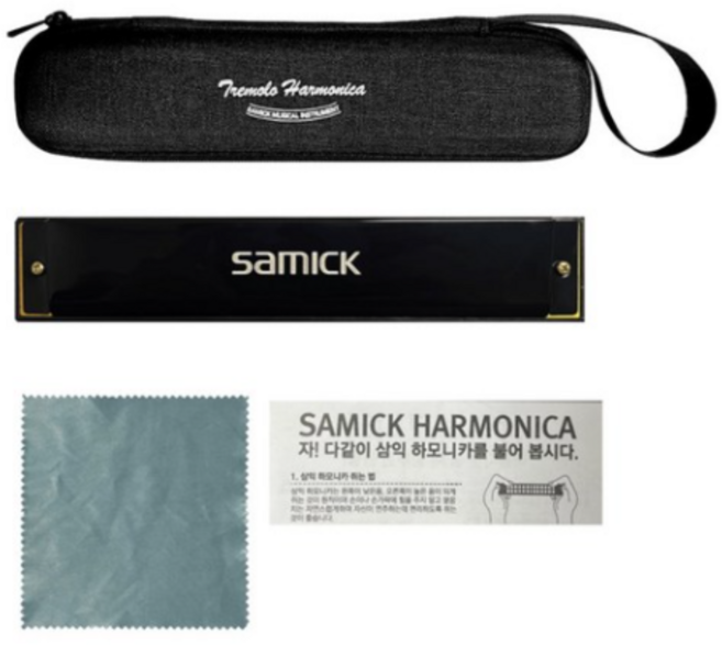 삼익악기 트레몰로 24홀 C키 프리미엄 하모니카 세트 STH-H24E, 블랙, 1세트