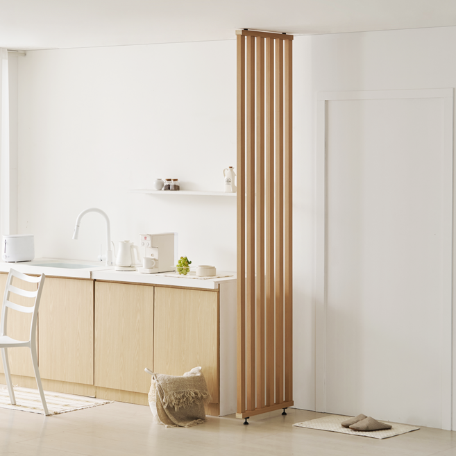 우드 촘촘형 스트라이프 파티션 가벽 공간분리 사무실 인테리어