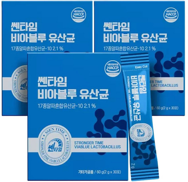 2+1 쎈타임 비아블루 전립선 유산균 총3박스 90포 영양제, 3박스, 90정