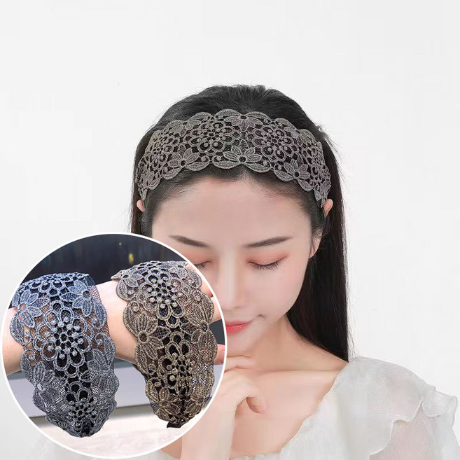 ZMBIRD 2종세트 여성 자수 꽃송이 머리띠 넓은것 N4557