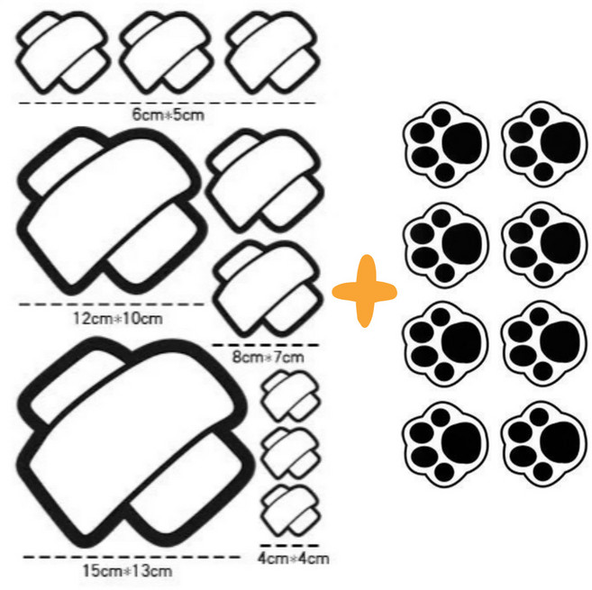 웨젼 자동차 스티커 흠집커버 차량용 스크래치 커버 발바닥 땜빵 스티커, 1세트, 화이트/블랙