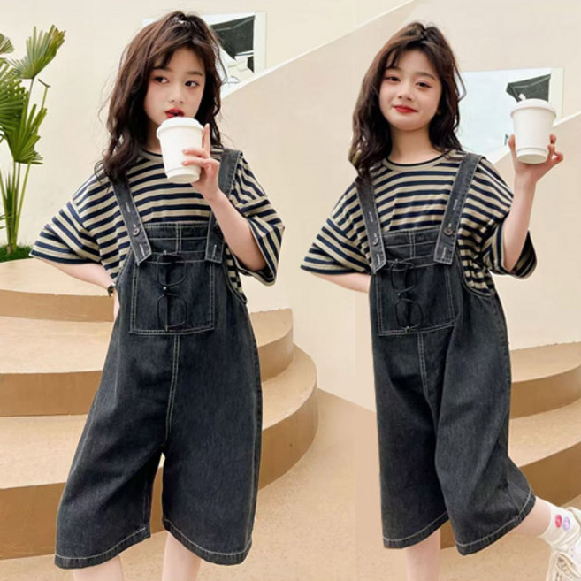 스윗블랙진멜빵 반바지