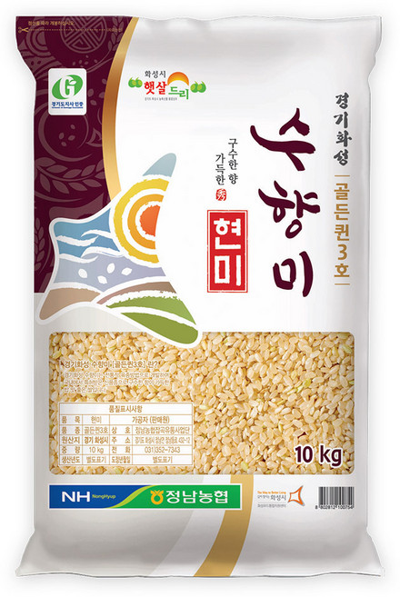 화성 정남농협 골든퀸3호 수향미 현미, 10kg(1개), 1개