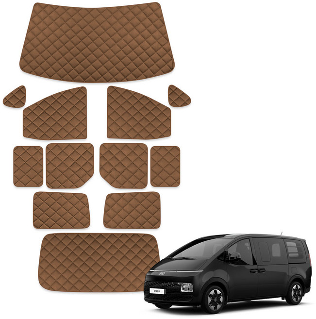 루젠 스타리아 5밴 (2열창 분리형) 차박커튼 캠핑 암막 햇빛가리개, 1세트, 카멜