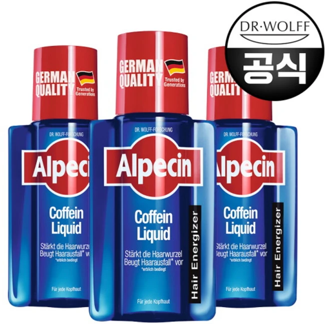 [알페신] 카페인 리퀴드 헤어토닉(모발 및 두피 영양) 200ml X 3, 3개 - 쿠팡