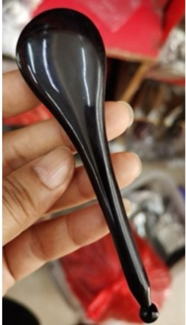 天龍紡 黑牛角刮痧板（加厚）- 心形刮痧板, 黑牛角圓頭撥筋棒,不加購商品, 1個