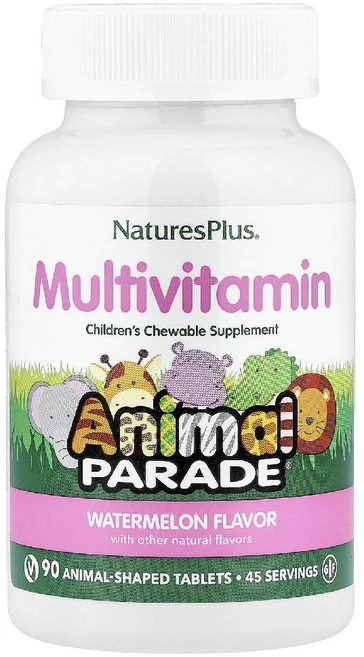 네이처스플러스 멀티비타민 종합비타민 애니멀 퍼레이드 Animal Parade 수박맛 90정, 수박, 1개 - 쿠팡