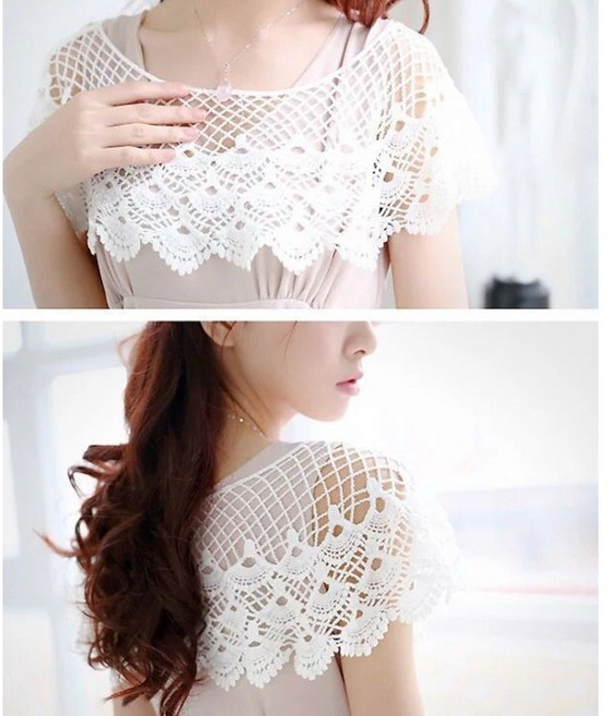 어깨 레이스 숄 레이어드 케이프 나시 원피스 넥케이프