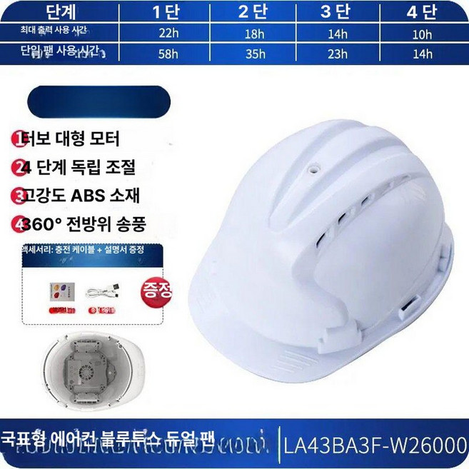 star안전모선풍기 여름선풍기실외 태양광선풍기안전모, 1개, 화이트 2 + 듀얼 에어컨 블루투스 26000m Ah