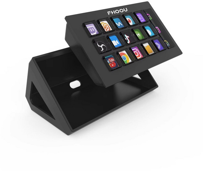 매크로 키보드 StreamDe 미니 비주얼 용 버튼 컨트롤러 Kryboard 콘텐츠 LCD 15키 라이브 Windows/Ma 선물 생성, Bla