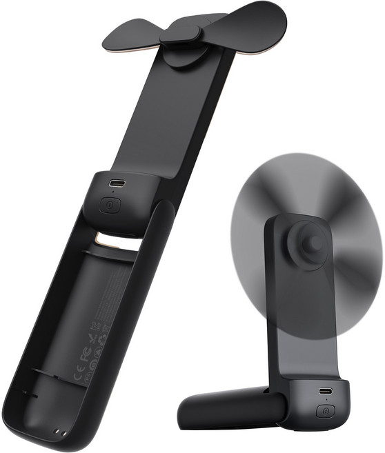 Aecooly 3in1 초미니 휴대용 손선풍기 접이식 슬림핏 탁상용 선풍기, 블랙, Pocket 01, 1개