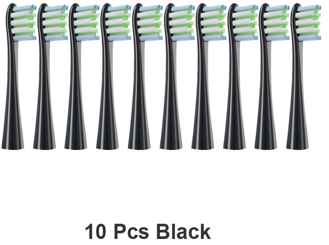 오클린 소닉 전동 칫솔 교체용 브러시 헤드 10 개 X/ X 프로/Z1/ F1/원/에어 2 /SE 소프트 듀폰 강모 노, 09 10 Black