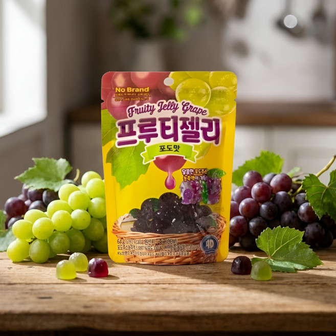 귀여운과일모양 프루티젤리 포도맛 64g 달콤한포도주스농축액가득, 6개