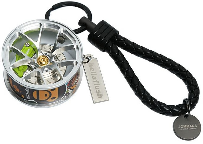 비브랜드 자동차 차 휠 키링 타이어 키홀더 와이어캡 덮개 실버 카드집, 레드 옐로우 카드집