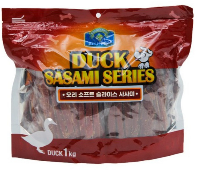 벨버드 강아지 소프트 슬라이스 사사미, 오리, 1kg, 3개