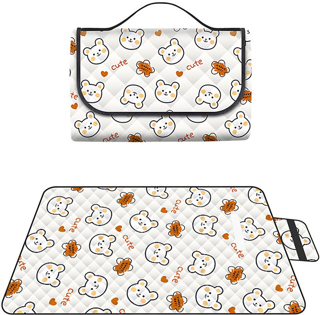 애니멀 패턴 소프트 엠보 특대형 방수 돗자리, 큐티베어