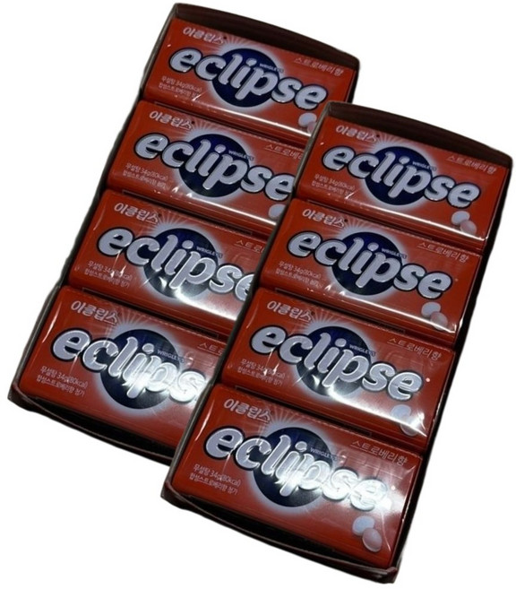 이클립스 스트로베리향 무설탕 캔디 상쾌한 구강 에티켓 틴케이스, 34g, 8개