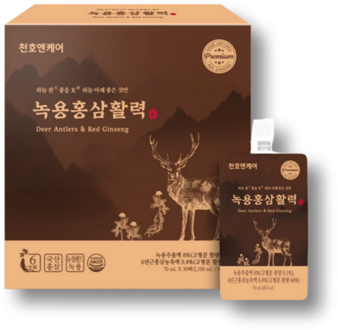 천호엔케어 귀한 녹용과 홍삼을 담은 녹용홍삼활력, 70ml, 30개