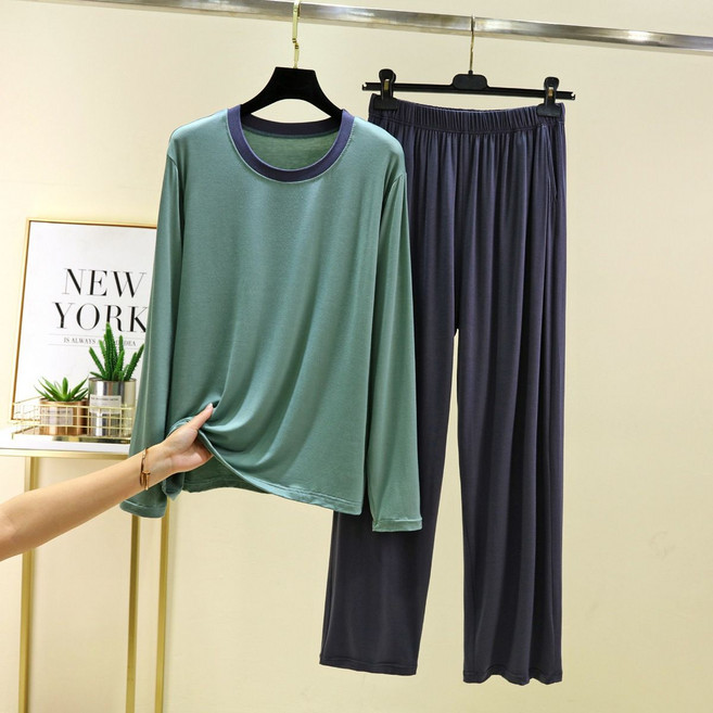 남성 모달 빅사이즈 잠옷 상하의 세트 스판 홈웨어 실내복 긴팔 파자마