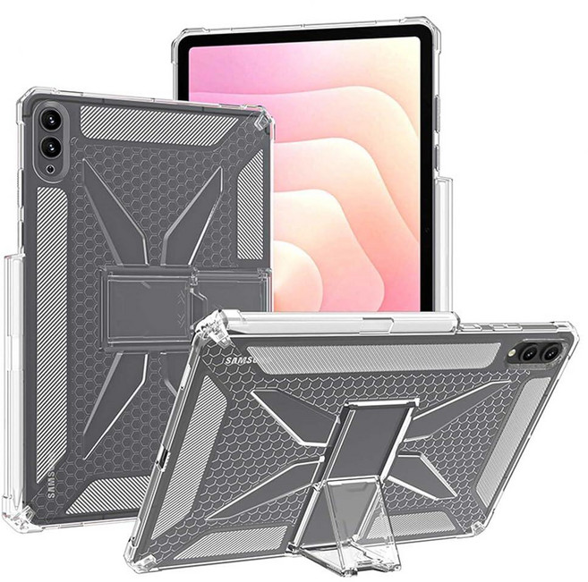 삼성 갤럭시 탭 S11 울트라 14.6인치용 접이식 스탠드 투명 케이스 펜 슬롯 TPU 뒷면 커버 및 열 방출 낙하 방지 양방향 뷰 191346, 삼성 갤럭시 탭 S11 울트라 14.6인치용 접이식 스