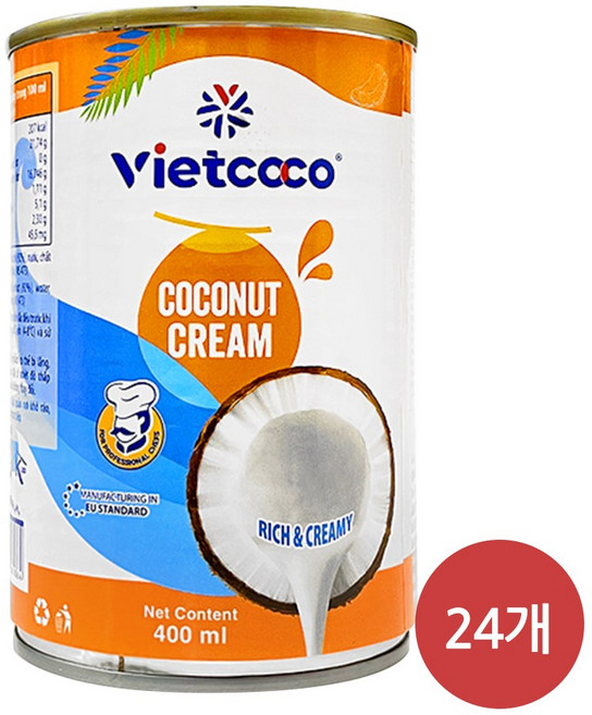 WORLDFOOD 비엣코코 코코넛크림 박스24개입 Coconut cream Vietnam Food, 400ml