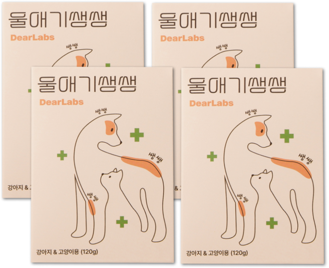 울애기쌩쌩 반려동물 종합영양제 눈 피부 관절 면역 장 케어, 60정, 4개