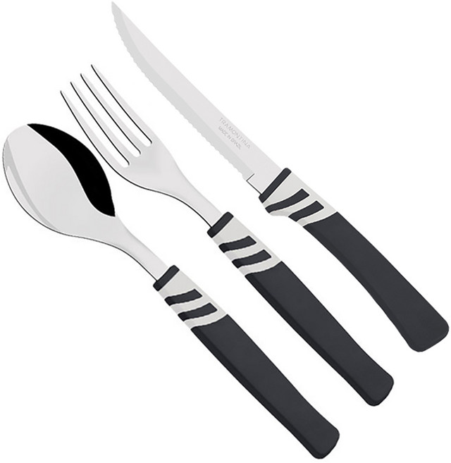트라몬티나 아말피 스테이크세트 스푼 포크 나이프 3P 양식기 커트러리 미끄럼방지 폴리러버, 1개