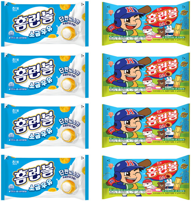 단짠단짠 홈런볼 소금우유 41g 초코 41g (총 ) 과자 간식, 8개