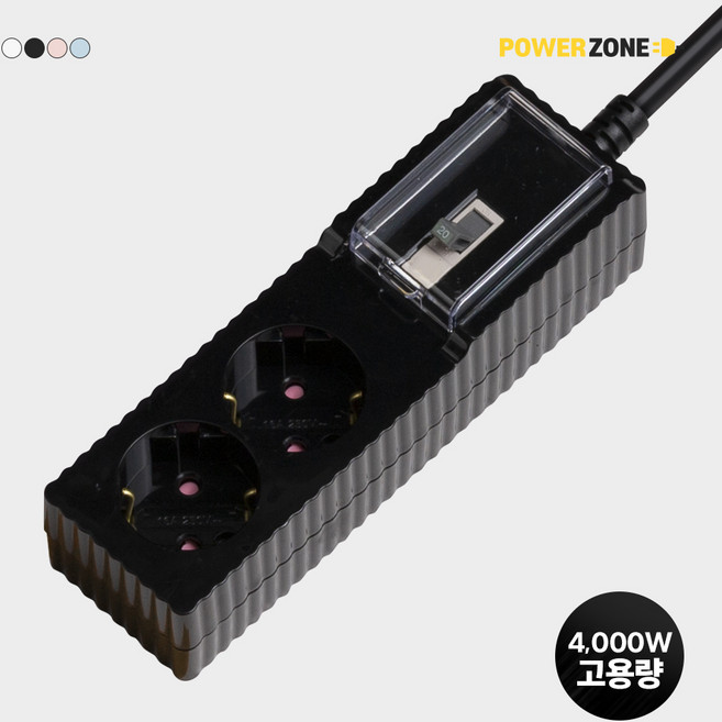 파워존 4000W 국산 고용량 웨이브 멀티탭 과부하차단 2구 50cm 1.5m 3m 5m 7m, 1개, 블랙, 5m