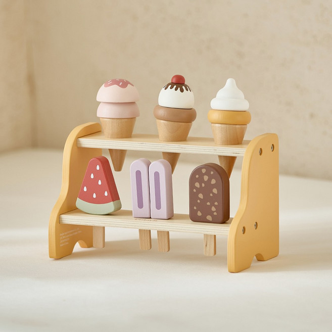 폴라비 스탠드 아이스크림 가게 놀이 소꿉놀이 원목 장난감, 1개