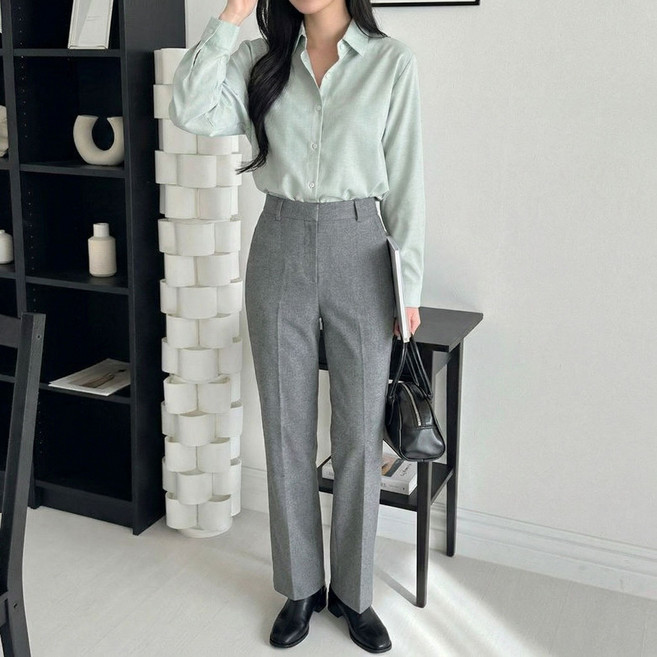 여자 봄 옥스포드셔츠 데일리셔츠 5종 긴팔남방 그레이 그린 회색 연두색 루즈핏 기본핏