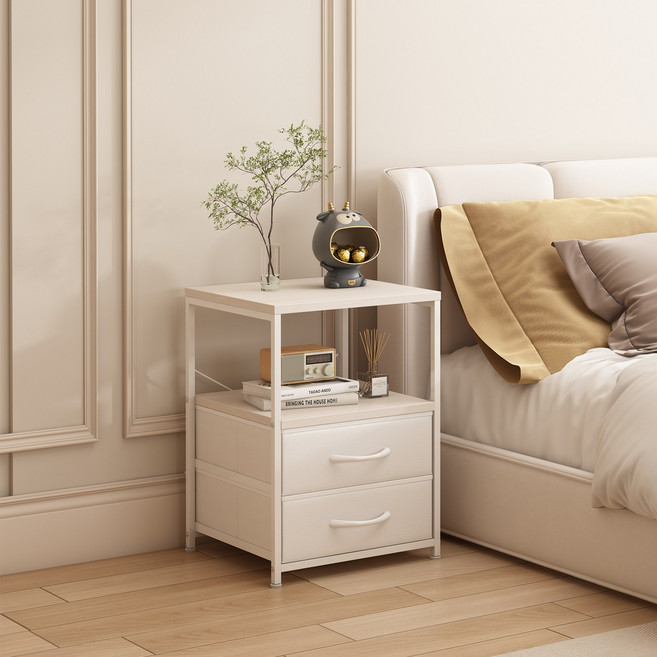 아워라이브 패브릭 서랍형 협탁 선반 포함형 2단 3단, 1개, 2단 화이트