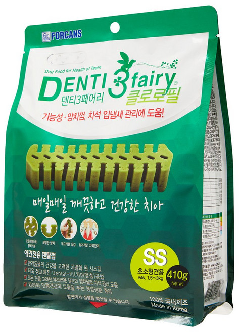 포켄스 덴티페어리 디스펜서 베트(VET) 클로로필 껌, 410g, 1개