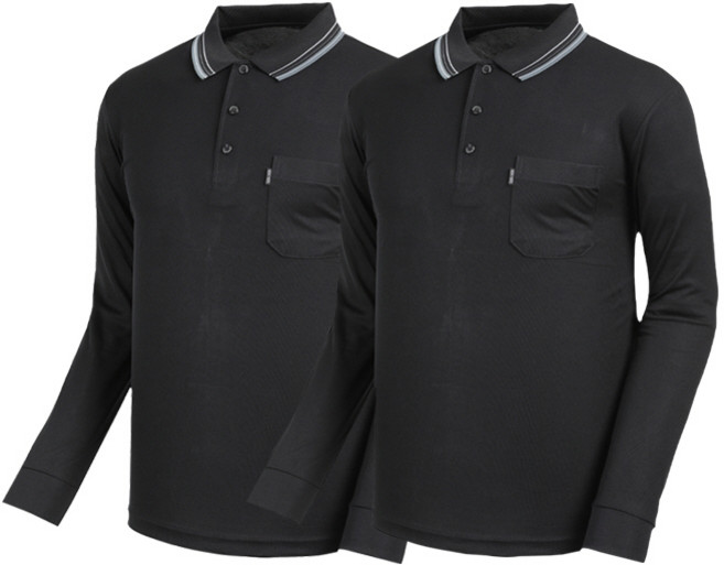 [YLD]1+1쿨론 단추 카라 긴팔 티셔츠 냉감 기능성 자외선 차단 등산 골프 작업복(2장세트)