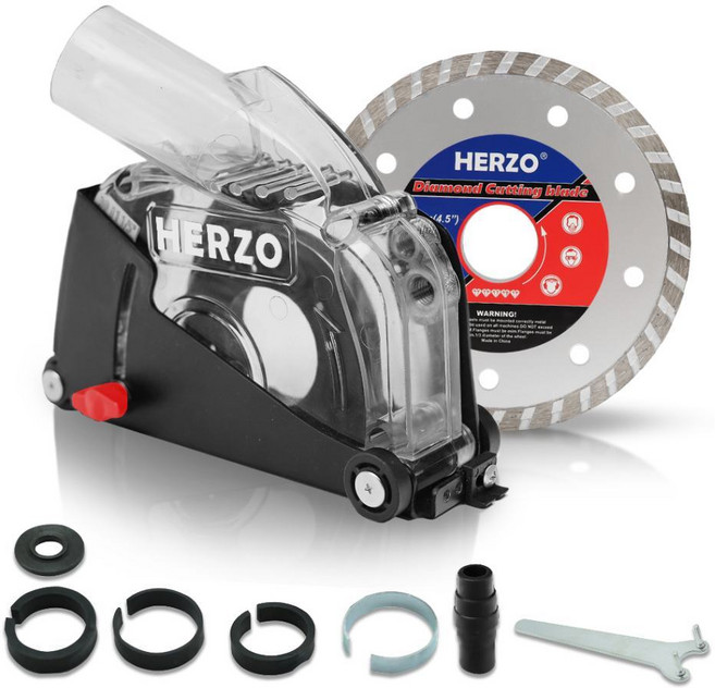 HERZO 그라인더 집진커버 절단용 4인치 5인치 먼지흡입, 1세트