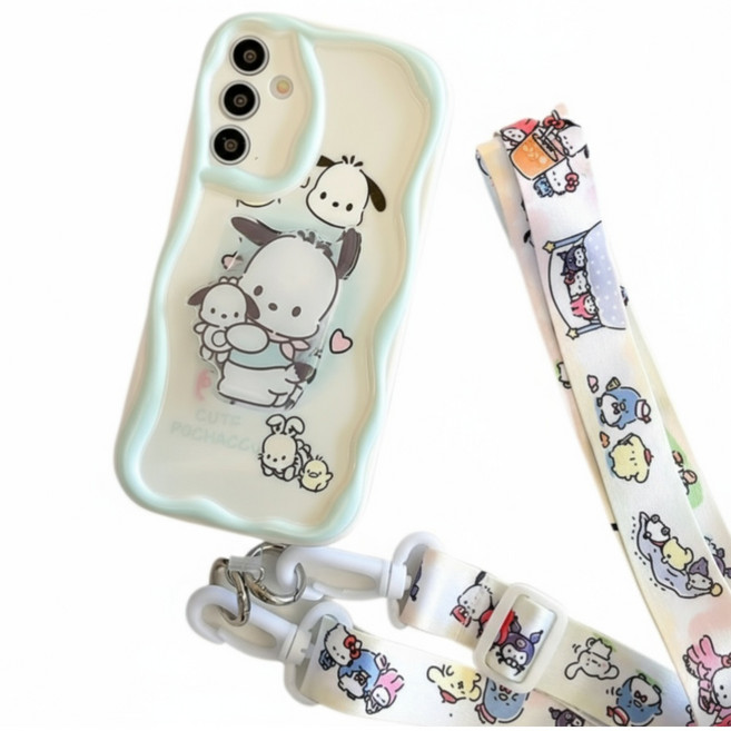 갤럭시 목걸이줄 귀여운 캐릭터 그립톡 홀더 케이스 웨이브 물결 D276