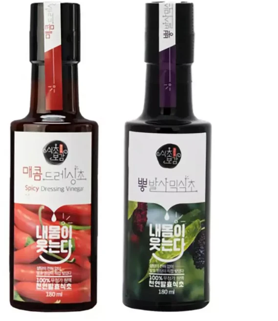 전남사회적경제쇼핑몰 녹색나눔 한국형 핫소스 매콤드레싱초 + 뽕발사믹식초 세트 180ml x 2ea, 1세트