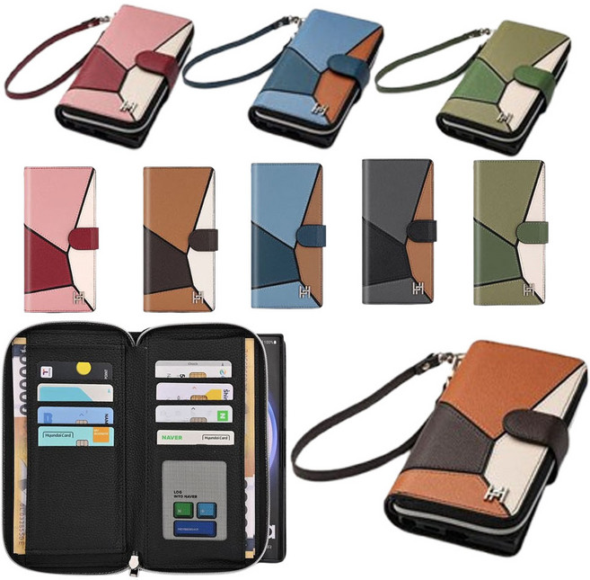 갤럭시 점프4 SM-M366K -콤프릴무- -천연소가죽- -손목 스트랩- -지퍼형- -카드지폐 수납 지갑형- 휴대폰 케이스