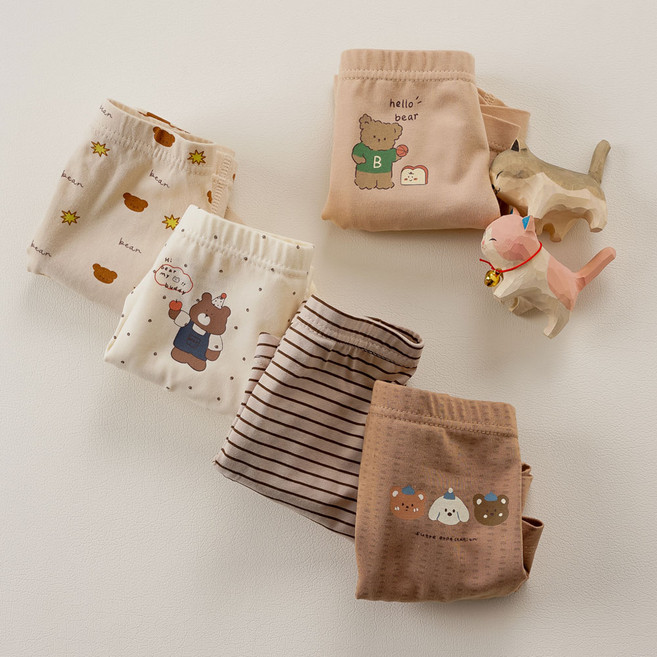 헬로우곰 5매 남아 드로즈 사각 아동 키즈 어린이 팬티 세트