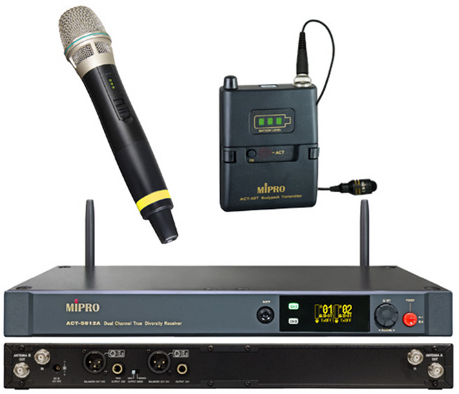 미프로 ACT-5812DM 5.8GHz 2채널 핸드 핀 무선마이크세트 MIPRO