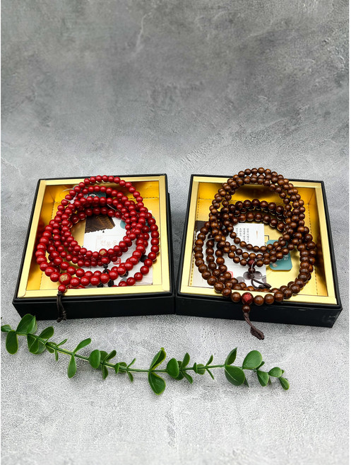 가지와나무 전통 천연 옻칠 행운부적 소원성취 염주 염주팔찌 108염주, 1개, 갈색10mm