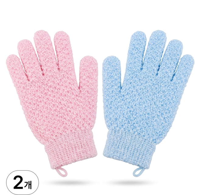 디뷰 부드러운 저자극 샤워 장갑, 2개입, 1세트, 블루+핑크