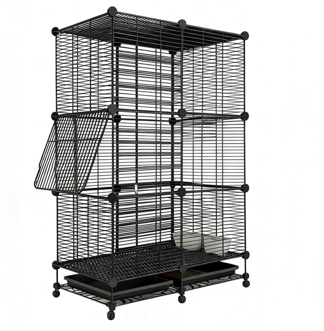 이동식 티지피 새장 앵무새 대형조 날림장, 1세트, 전철망 B형 블랙 74*37*126cm