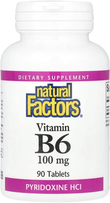 네츄럴팩터스 비타민B6 피리독신 HCl 100mg 90정, 6개 - 쿠팡